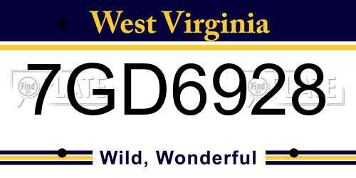 7GD6928 West Virginia License Plate