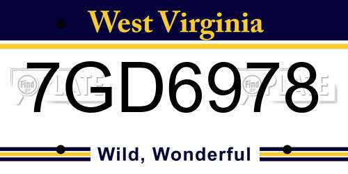 7GD6978 West Virginia License Plate
