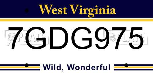 7GDG975 West Virginia License Plate