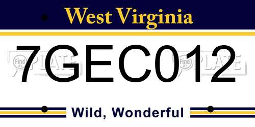 7GEC012 West Virginia License Plate