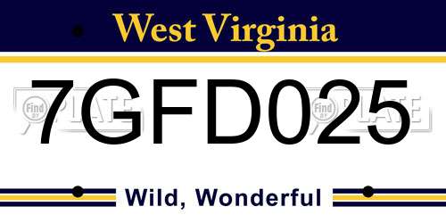7GFD025 West Virginia License Plate