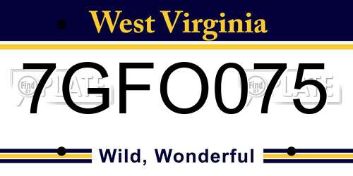 7GFO075 West Virginia License Plate