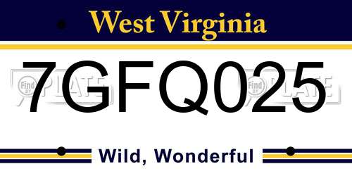 7GFQ025 West Virginia License Plate