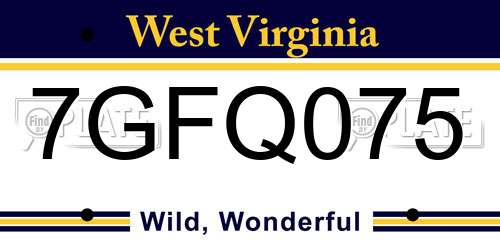 7GFQ075 West Virginia License Plate