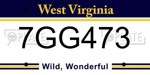 7GG473 West Virginia License Plate