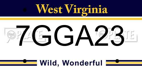 7GGA23 West Virginia License Plate