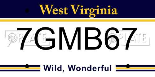 7GMB67 West Virginia License Plate