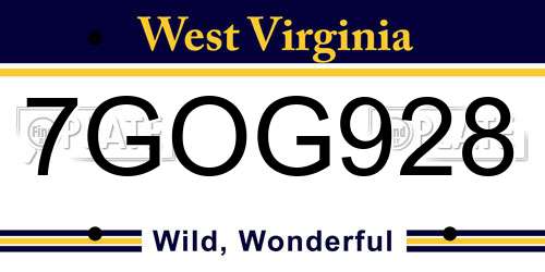 7GOG928 West Virginia License Plate