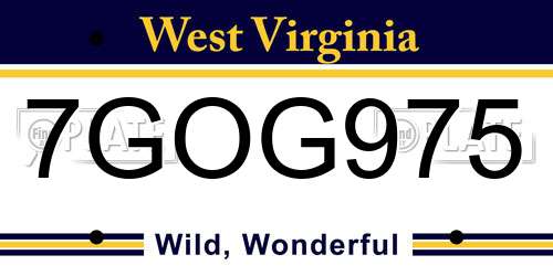 7GOG975 West Virginia License Plate