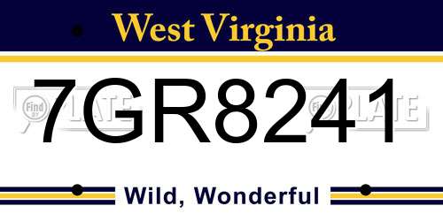 7GR8241 West Virginia License Plate