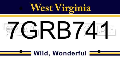 7GRB741 West Virginia License Plate