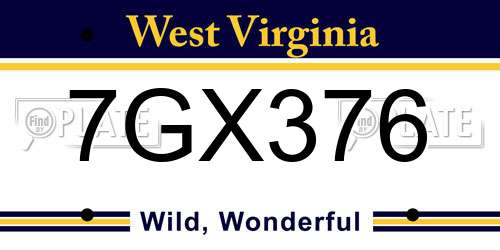 7GX376 West Virginia License Plate