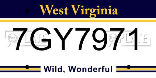 7GY7971 West Virginia License Plate