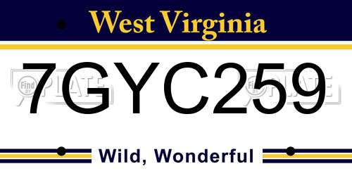 7GYC259 West Virginia License Plate