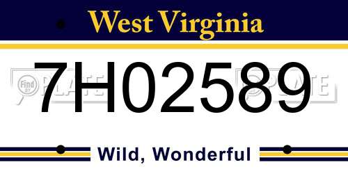 7H02589 West Virginia License Plate
