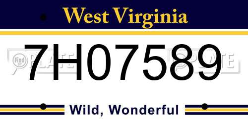 7H07589 West Virginia License Plate