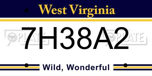 7H38A2 West Virginia License Plate