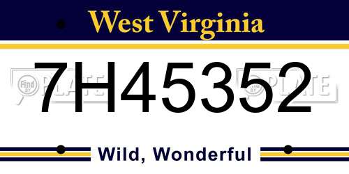 7H45352 West Virginia License Plate