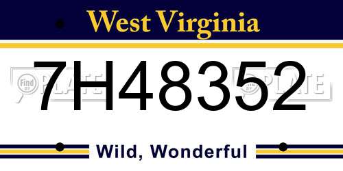 7H48352 West Virginia License Plate