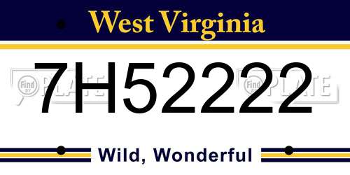 7H52222 West Virginia License Plate