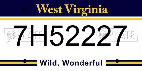 7H52227 West Virginia License Plate