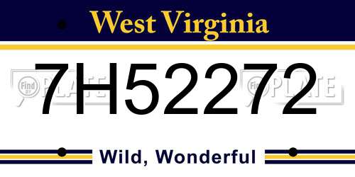 7H52272 West Virginia License Plate