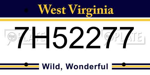 7H52277 West Virginia License Plate