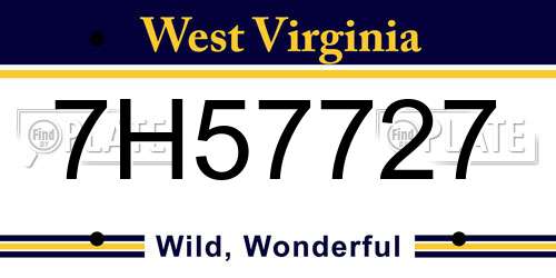 7H57727 West Virginia License Plate
