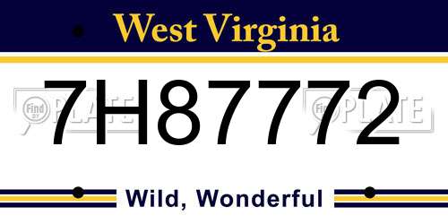 7H87772 West Virginia License Plate