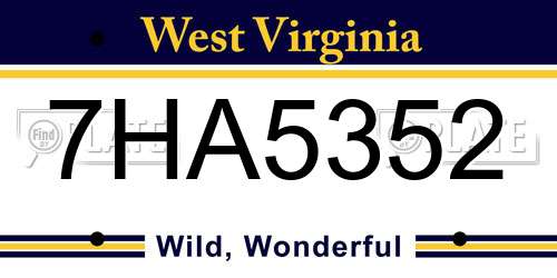 7HA5352 West Virginia License Plate