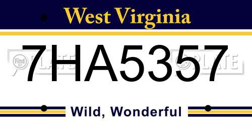 7HA5357 West Virginia License Plate