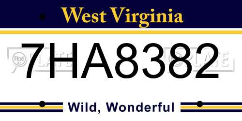 7HA8382 West Virginia License Plate