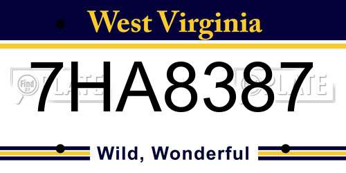 7HA8387 West Virginia License Plate