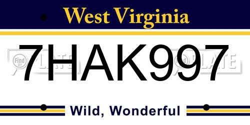 7HAK997 West Virginia License Plate