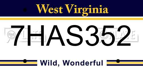 7HAS352 West Virginia License Plate