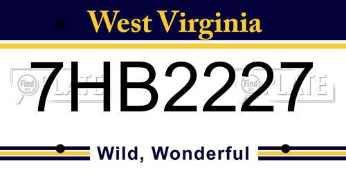 7HB2227 West Virginia License Plate