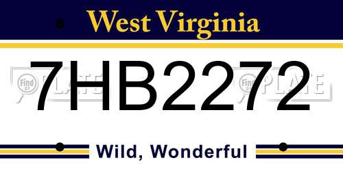 7HB2272 West Virginia License Plate