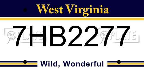7HB2277 West Virginia License Plate