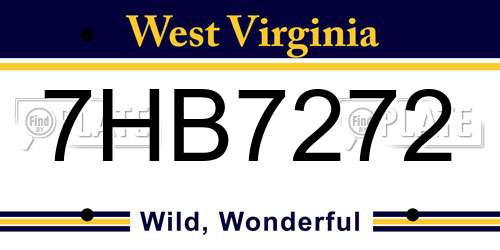 7HB7272 West Virginia License Plate