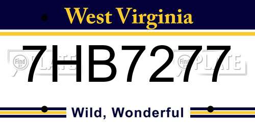 7HB7277 West Virginia License Plate