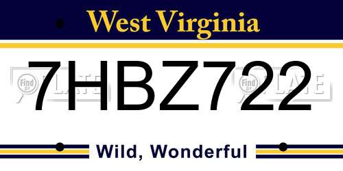 7HBZ722 West Virginia License Plate