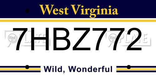 7HBZ772 West Virginia License Plate