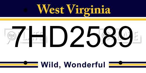 7HD2589 West Virginia License Plate