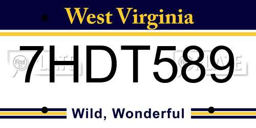 7HDT589 West Virginia License Plate
