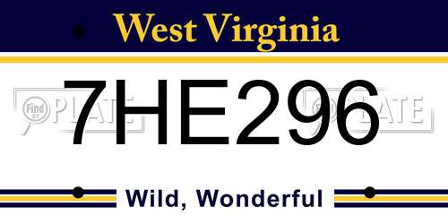 7HE296 West Virginia License Plate