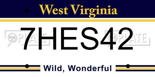 7HES42 West Virginia License Plate