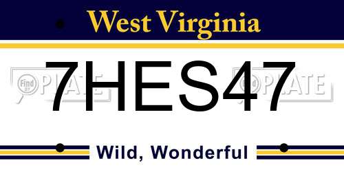 7HES47 West Virginia License Plate