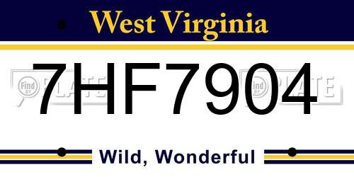 7HF7904 West Virginia License Plate