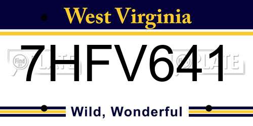 7HFV641 West Virginia License Plate