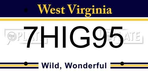 7HIG95 West Virginia License Plate